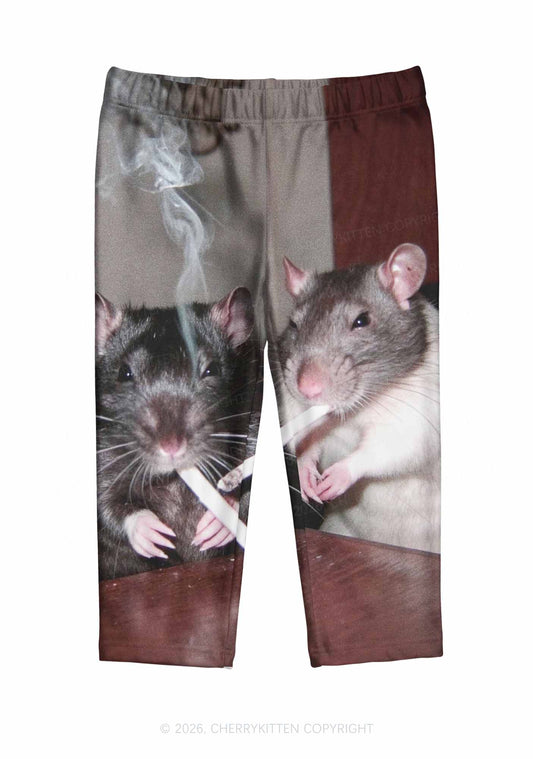 Smoking Rats Y2K Print Capri Pants Cherrykitten