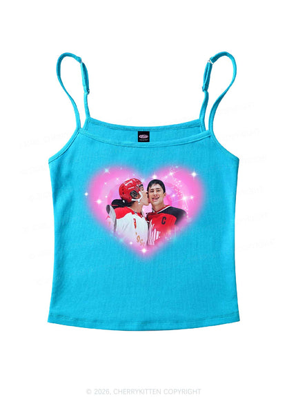 Sparkle Pink Heart Kissing Y2K Spaghetti Strap Cami Cherrykitten