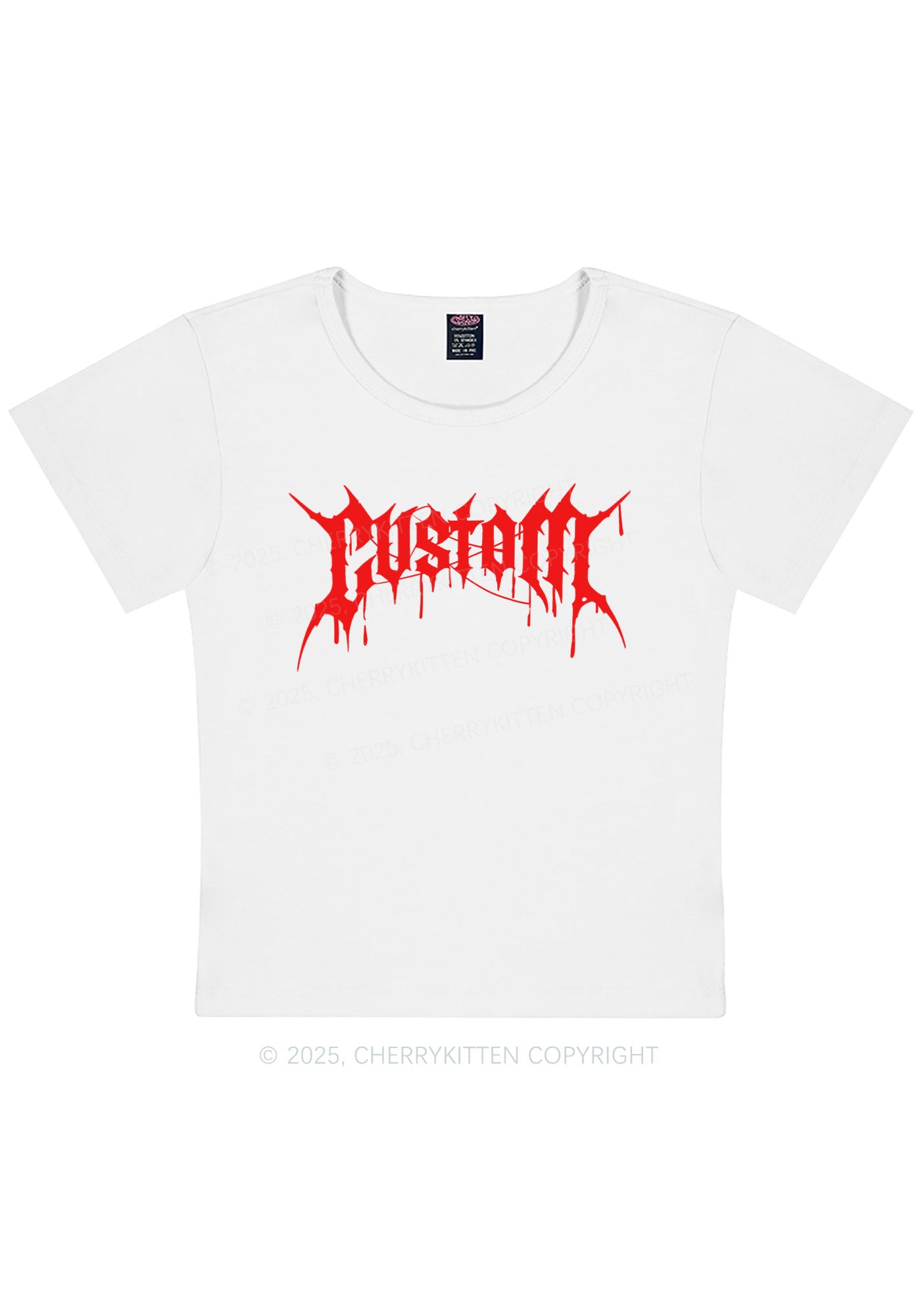 Custom Font Art Y2K Baby Tee Cherrykitten