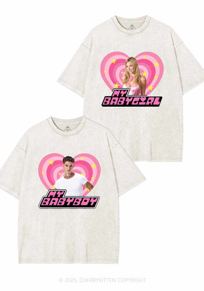 Custom Photo My Baby Y2K Valentine's Day Washed Tee Cherrykitten