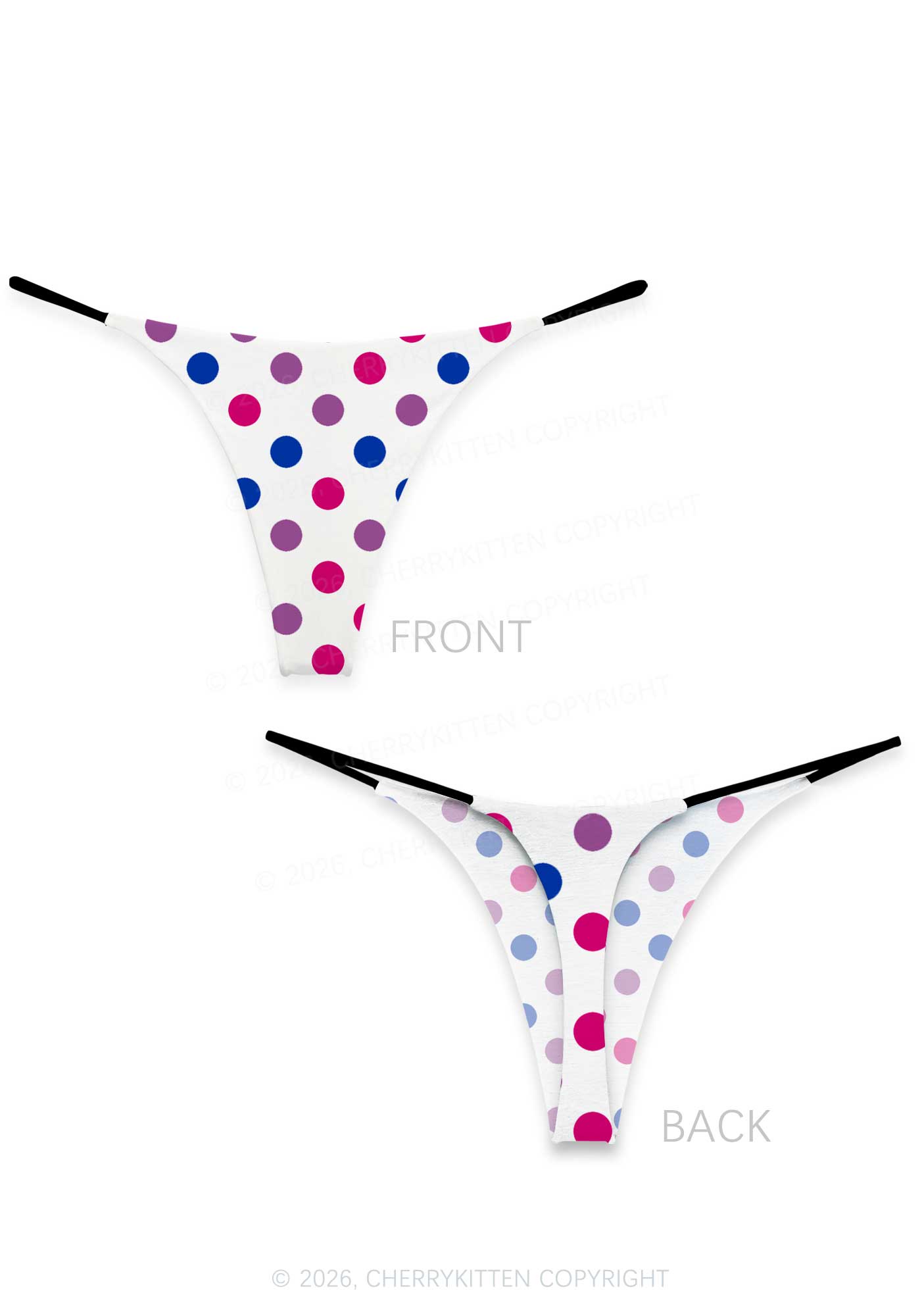 Bisexual Dots On White Pride Y2K Print Bikini String Thong Cherrykitten