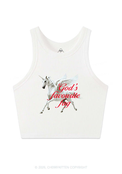 Gods Favourite Fag Pride Y2K Crop Tank Top Cherrykitten
