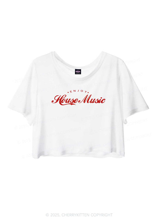 Enjoy House Music Y2K Sheer Crop Tee Cherrykitten