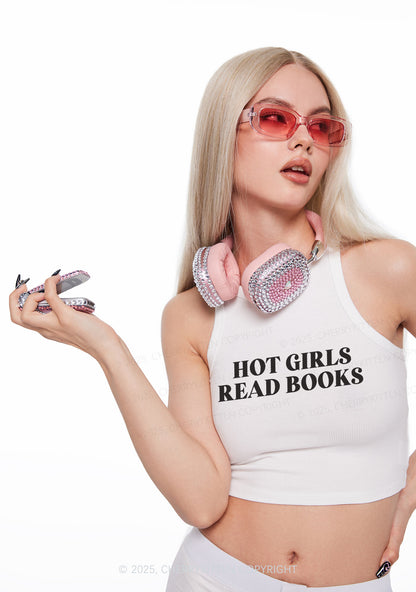 Hot Girls Read Books Y2K Crop Tank Top Cherrykitten