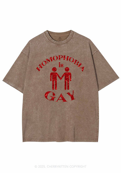 Glitter Homophobia Is Gay Pride Y2K Shirts Washed Tee Cherrykitten