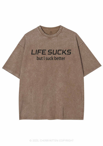 Life Sucks Y2K Shirts Washed Tee Cherrykitten
