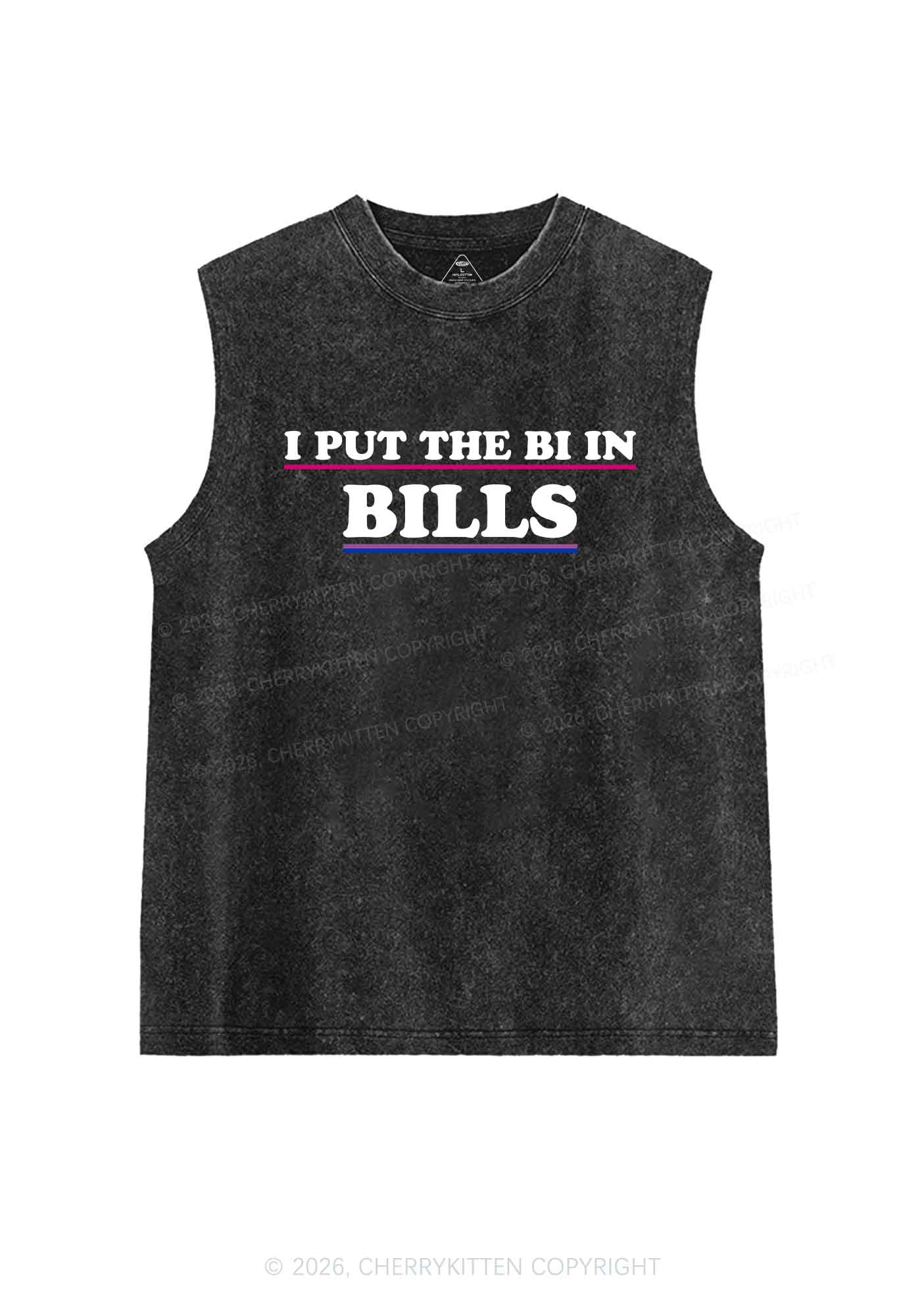 I Put The Bi In Bills Pride Y2K Washed Muscle Tank Cherrykitten