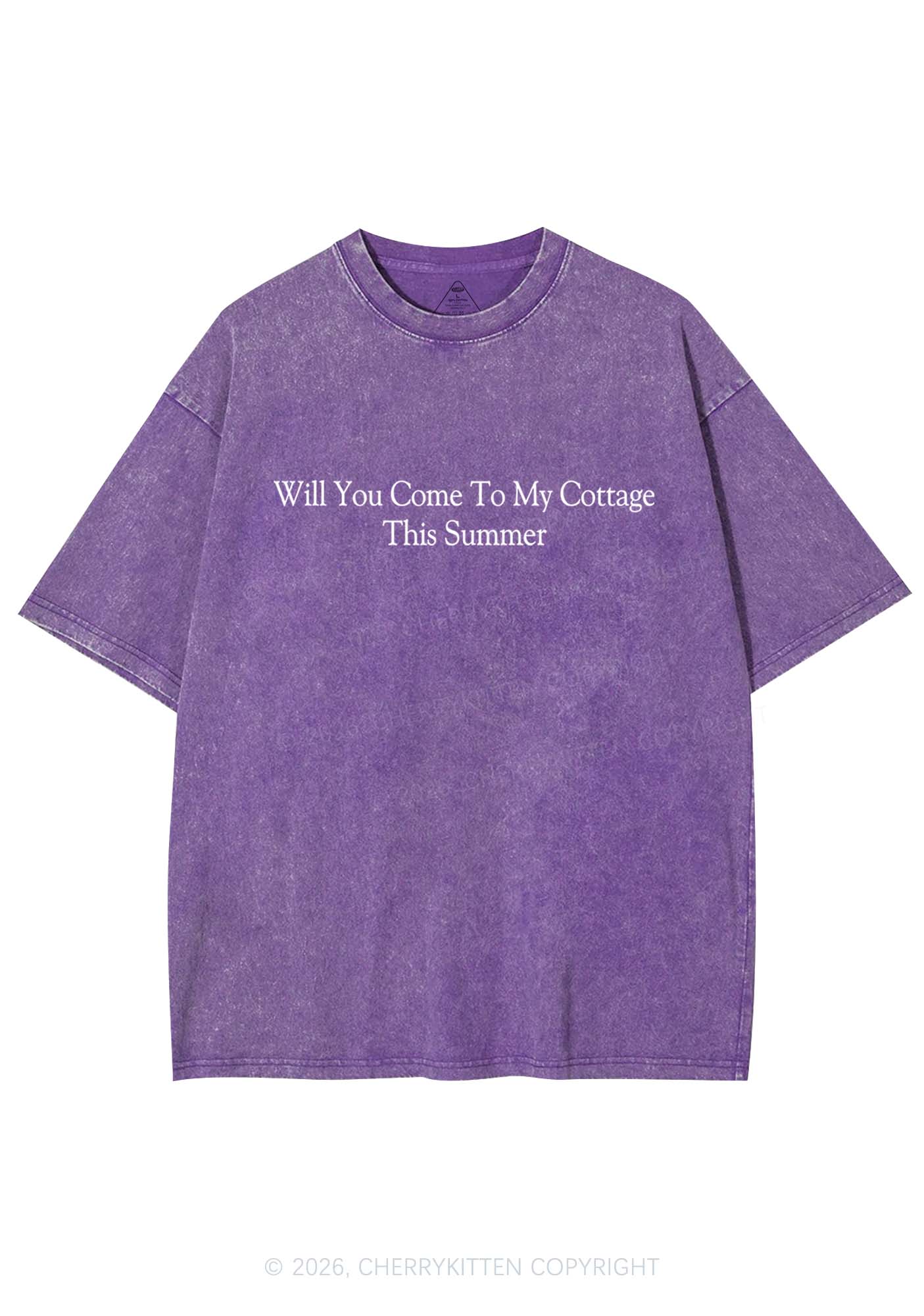 Will You Come To My Cottage HR Y2K Shirts Washed Tee Cherrykitten
