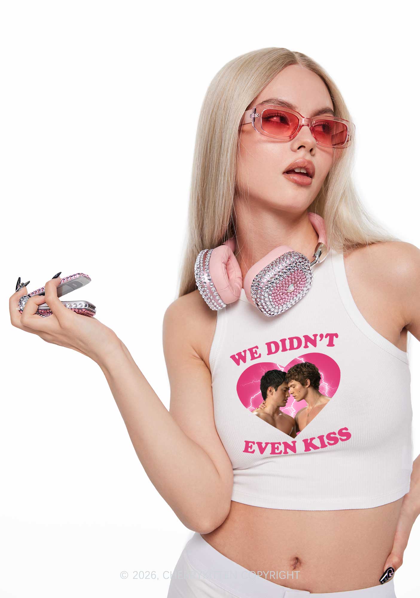 We Didnt Even Kiss Each Other HR Y2K Crop Tank Top Cherrykitten