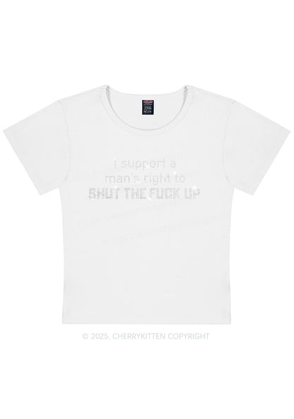 Rhinestone I Support A Mans Right Y2K Baby Tee Cherrykitten