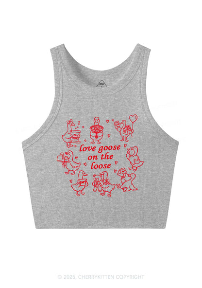 Love Goose On The Loose Valentine's Day Y2K Crop Tank Top Cherrykitten