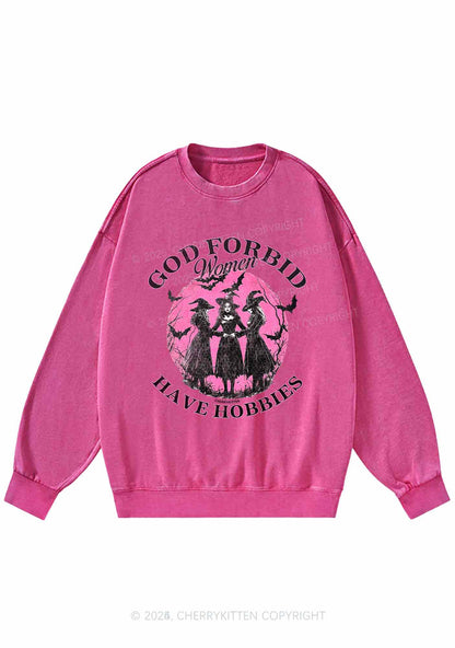 Halloween God Forbid Women Hobbies Y2K Washed Sweatshirts Cherrykitten