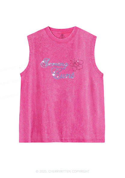 Rhinestone Serving Cxxt Y2K Washed Muscle Tank Cherrykitten