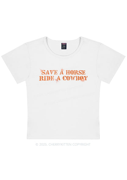Curvy Save A Horse Ride A Cowboy Y2K Baby Tee Cherrykitten