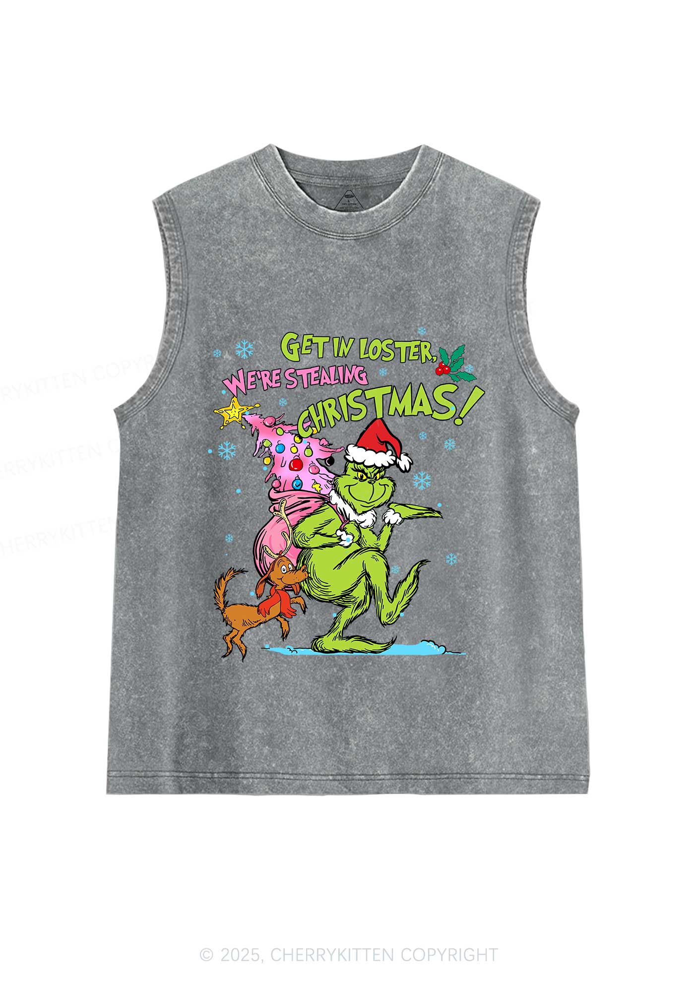 We Are Stealing Christmas Y2K Washed Muscle Tank Cherrykitten