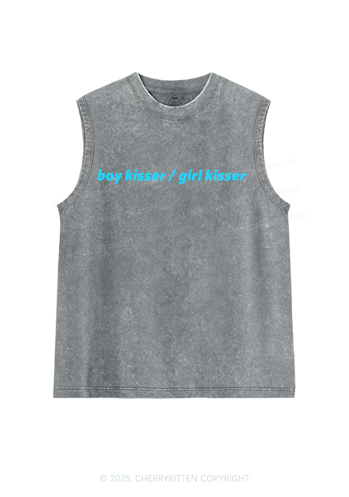 Boy Kisser Girl Kisser Pride Y2K Washed Muscle Tank Cherrykitten