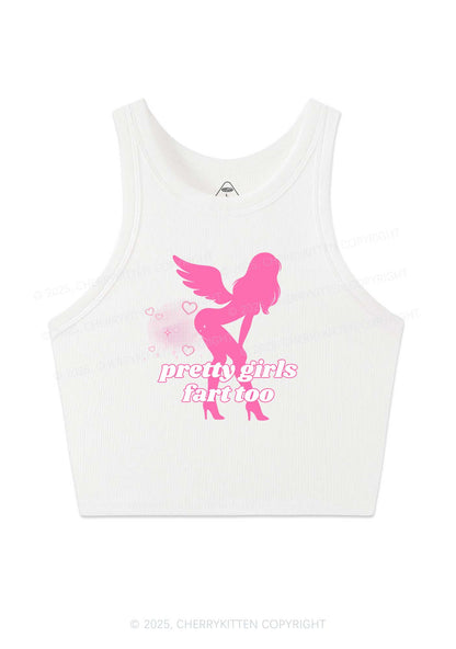 Pretty Girls Fart Too Y2K Crop Tank Top Cherrykitten