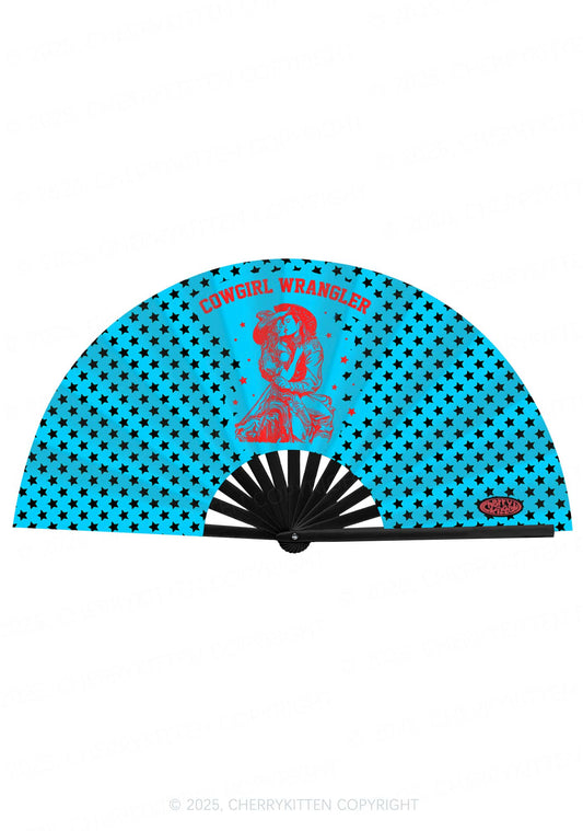 Cowgirl Wrangler Pride Y2K Rave Hand Fan Cherrykitten