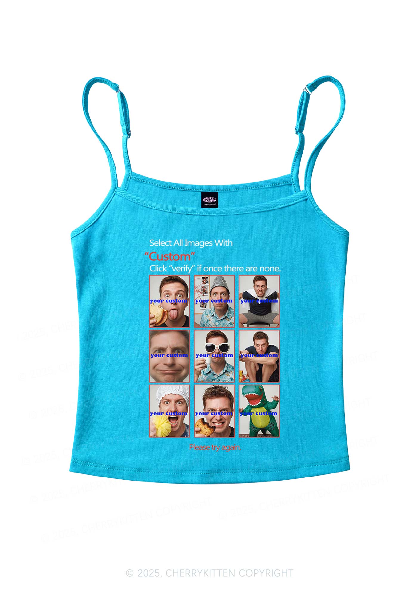 Custom Photo Verification Code Y2K Spaghetti Strap Cami Cherrykitten