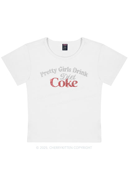 Curvy Rhinestone Pretty Girls Drink Diet Coke Y2K Baby Tee Cherrykitten