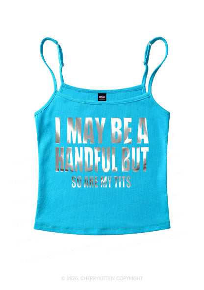 I May Be Handful Silver Foil Printed Y2K Spaghetti Strap Cami Cherrykitten