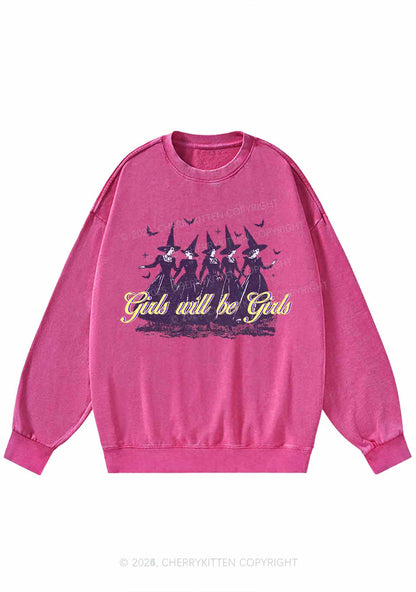 Halloween Witches Will Be Witches Y2K Washed Sweatshirts Cherrykitten