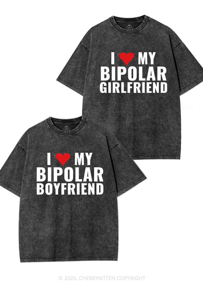 I Love My Bipolar GF BF Y2K Valentine's Day Washed Tee Cherrykitten