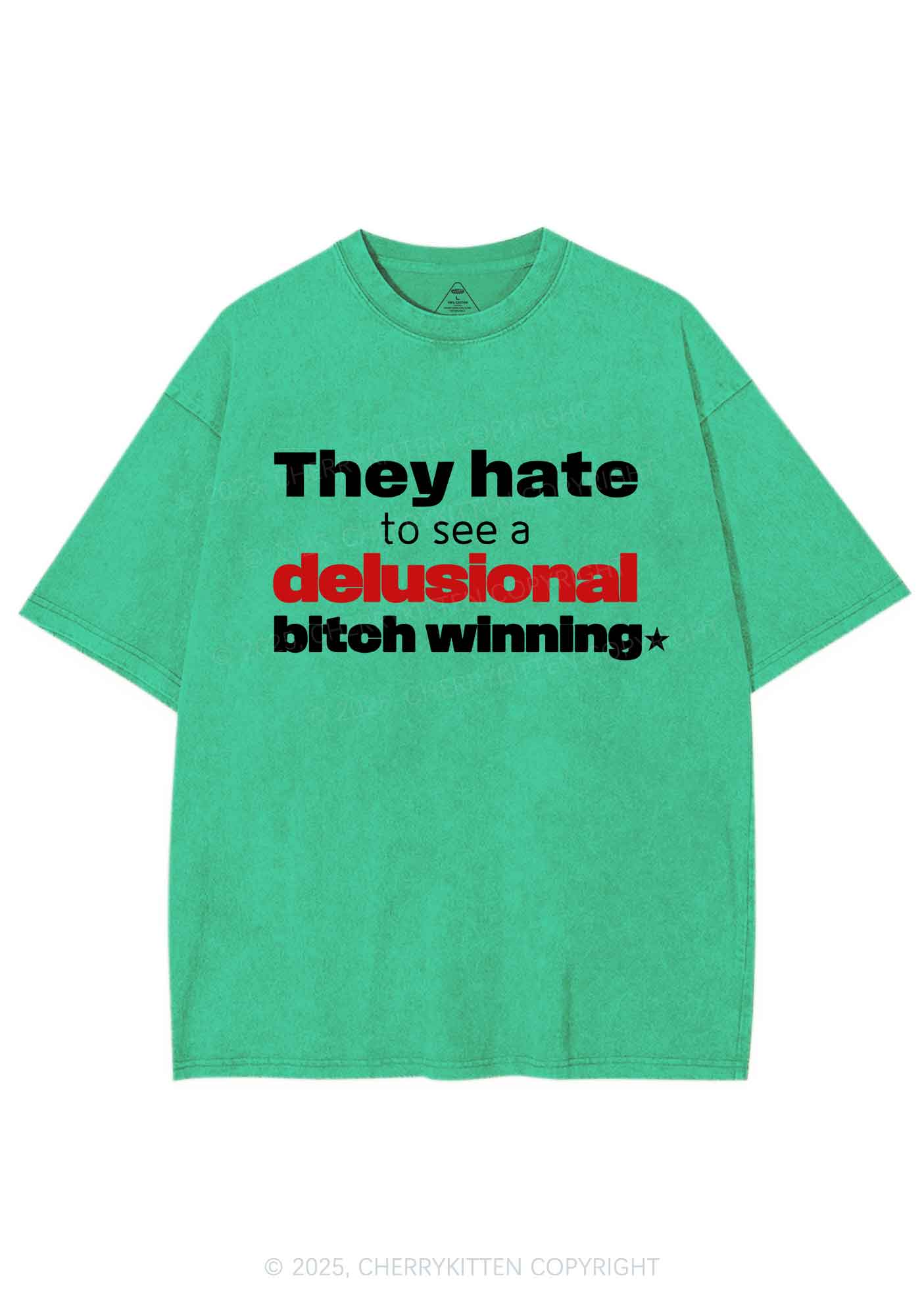 Delusional Bxtch Winning Y2K Shirts Washed Tee Cherrykitten