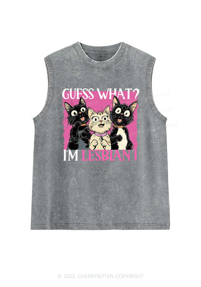 Im Lesbian Cat Pride Y2K Washed Muscle Tank Cherrykitten