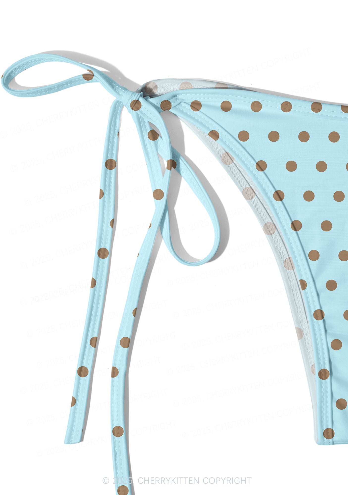 Blue And Brown Dots Y2K Print Bikini Set Cherrykitten