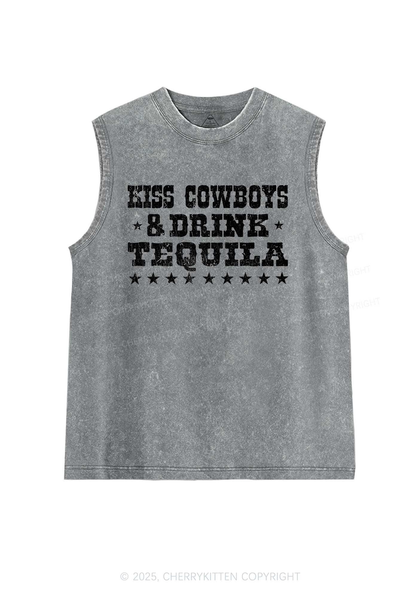 Kiss Cowboys Y2K Washed Muscle Tank Cherrykitten