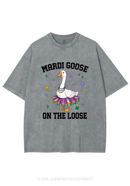 Mardi Gras Goose Y2K Shirts Washed Tee Cherrykitten