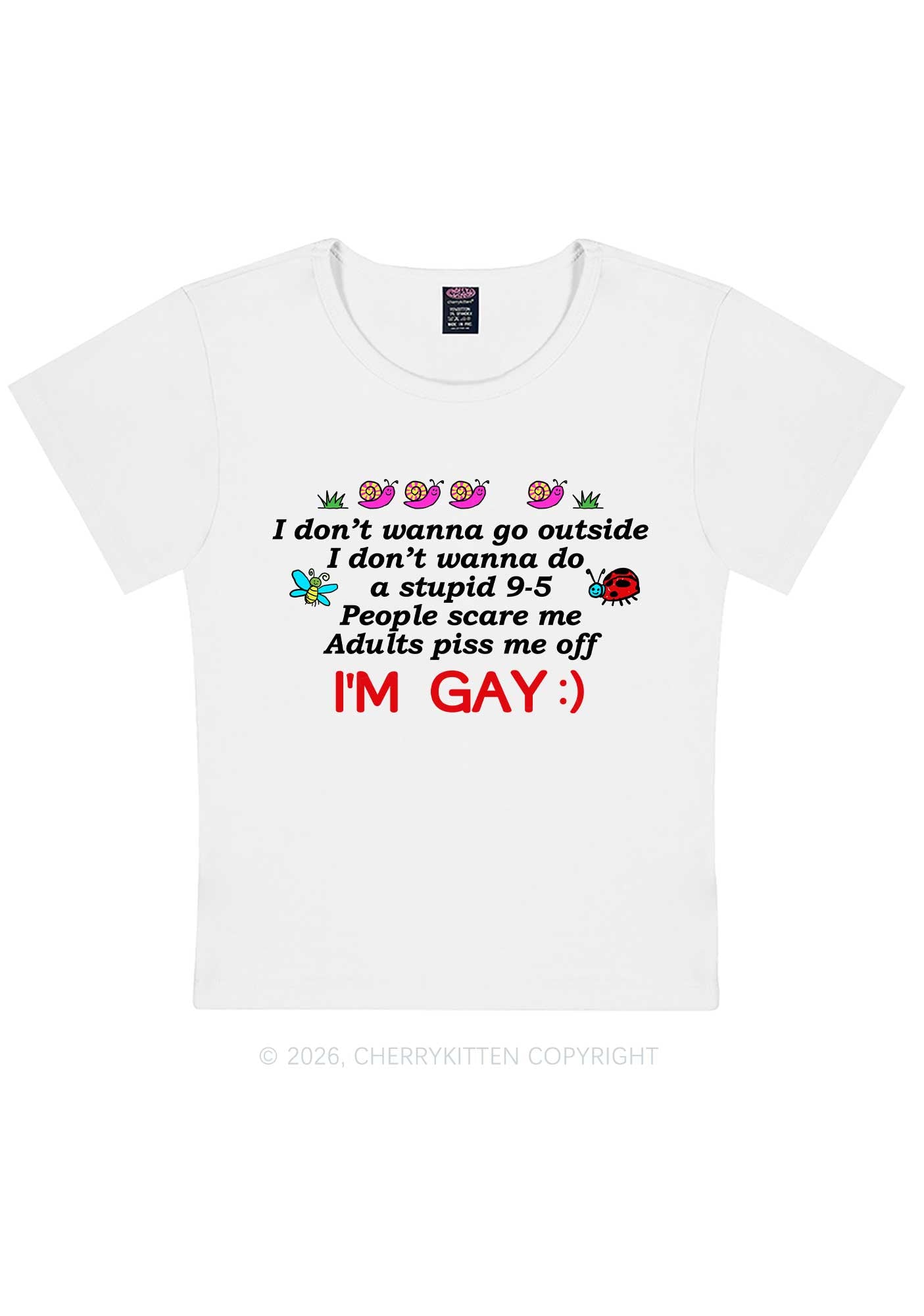 People Scare Me Im Gay Pride Y2K Baby Tee Cherrykitten
