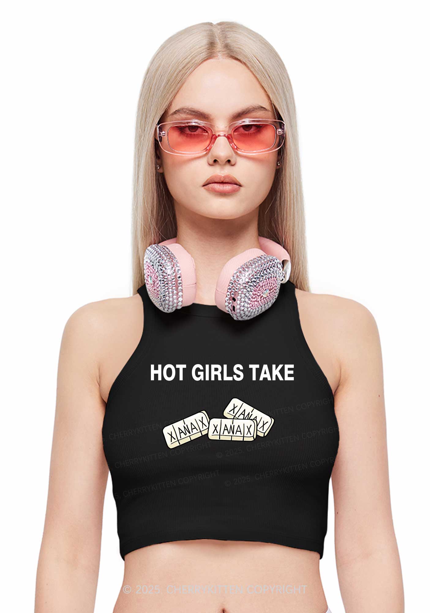 Hot Girls Take Xanax Y2K Crop Tank Top Cherrykitten