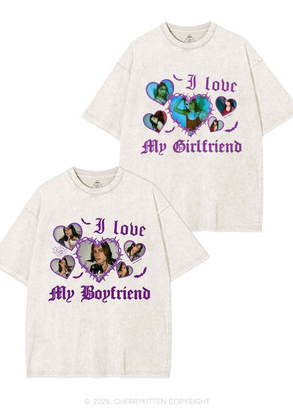 Custom Gothic GF BF Photos Y2K Valentine's Day Washed Tee Cherrykitten