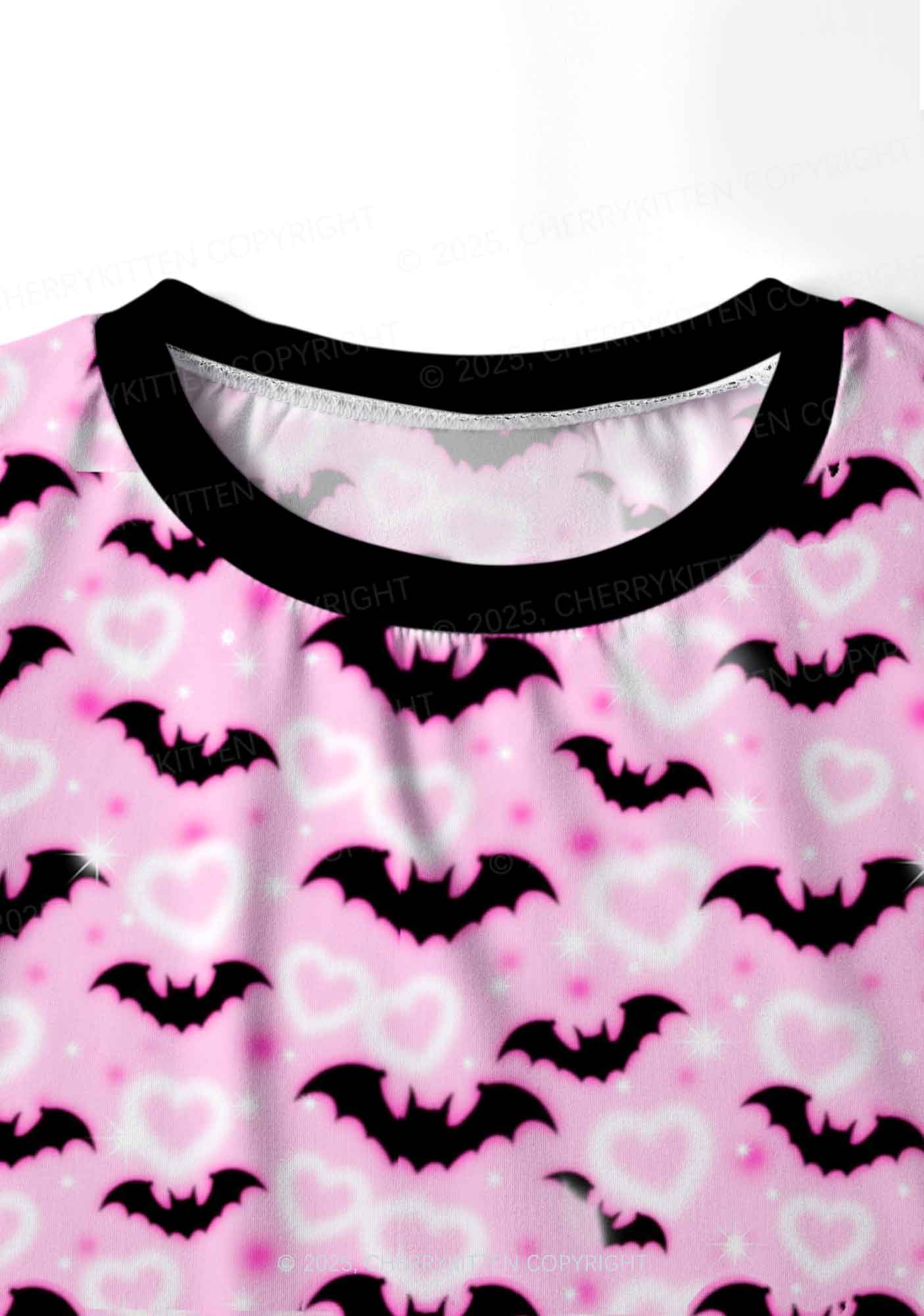 Bat Princess Valentine's Day Y2K Print Long Sleeve Pajama Set Cherrykitten