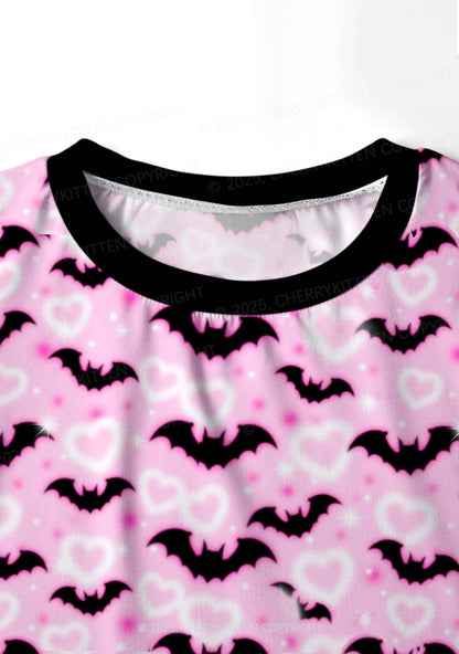 Bat Princess Valentine's Day Y2K Print Long Sleeve Pajama Set Cherrykitten