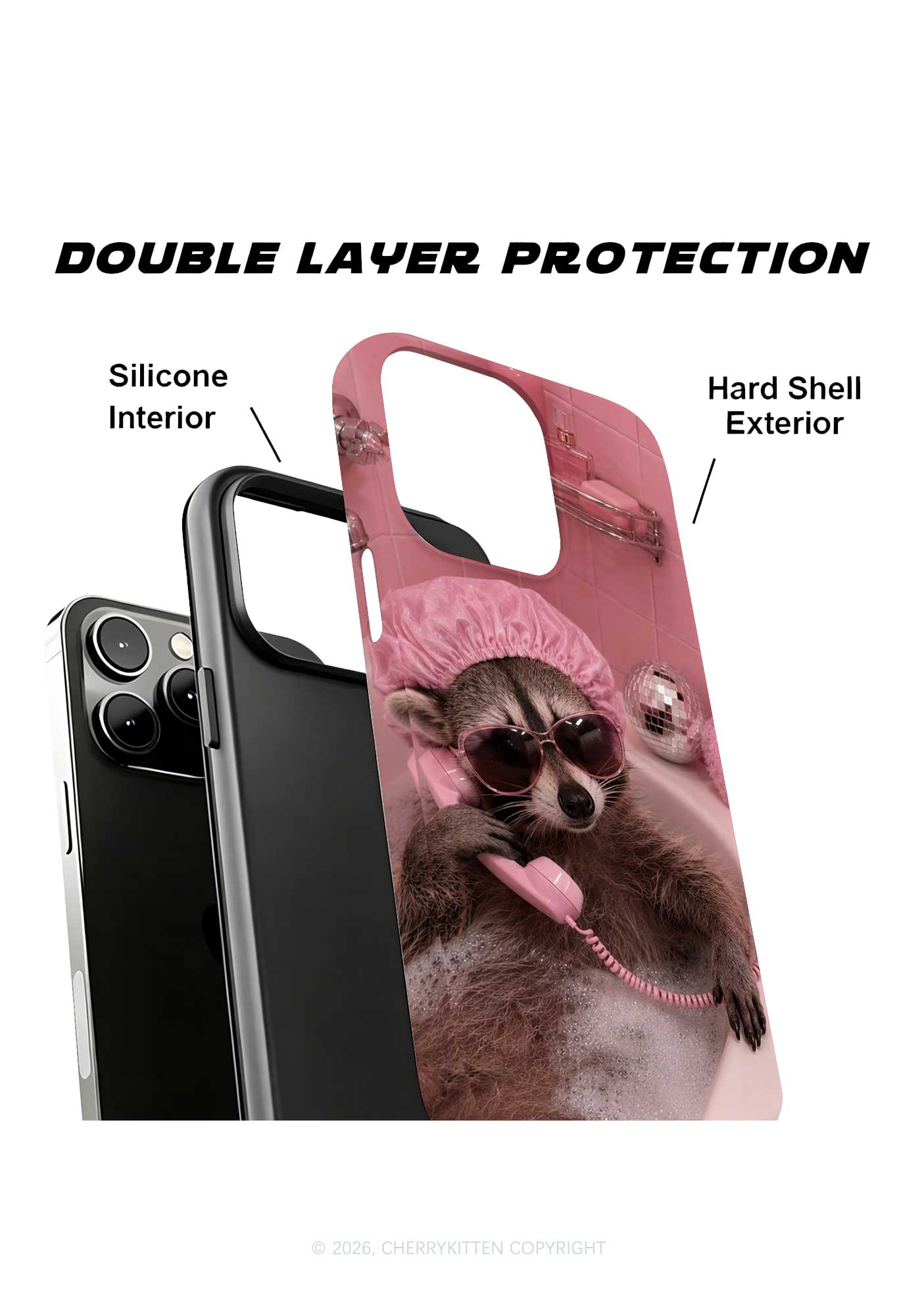Pink Spa Raccoon Y2K Phone Case Cherrykitten