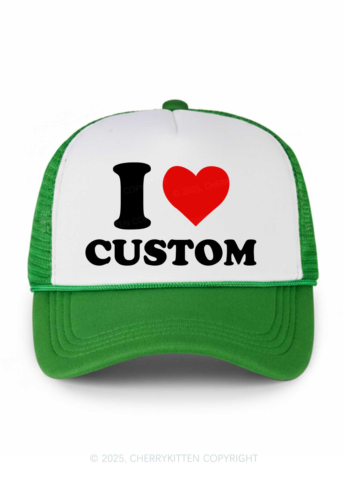 I Love Custom Valentine's Day Y2K Colorblock Trucker Hat Cherrykitten