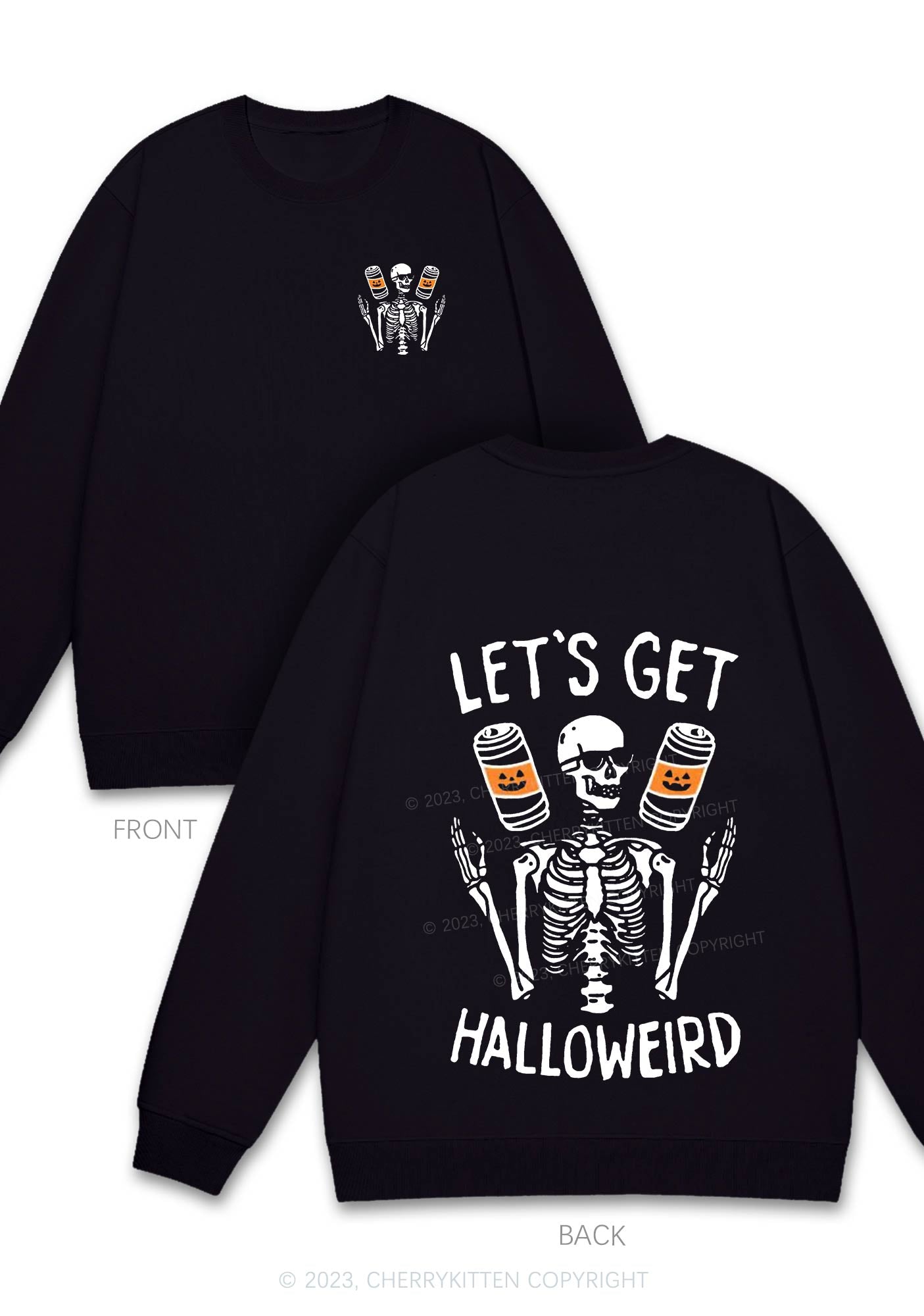 Let's Get Halloweird Two Sides Y2K Sweatshirt Cherrykitten
