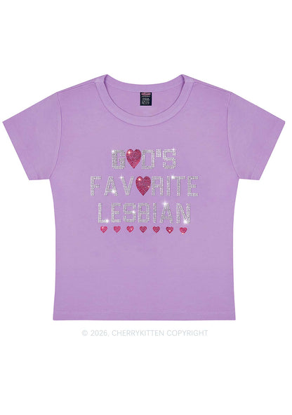 Rhinestone Gods Favorite Lesbian Pride Y2K Baby Tee Cherrykitten