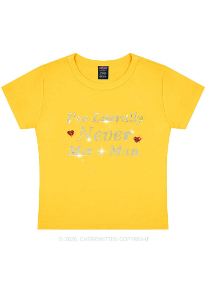 Rhinestone Never Met A Man Pride Y2K Baby Tee Cherrykitten