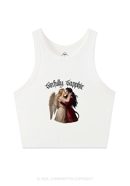 Sinfully Sapphic Pride Y2K Crop Tank Top Cherrykitten