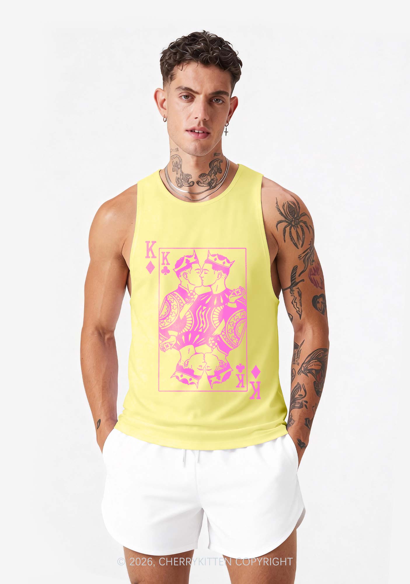 Pink Gay King Pride Y2K Men Racerback Tank Top Cherrykitten