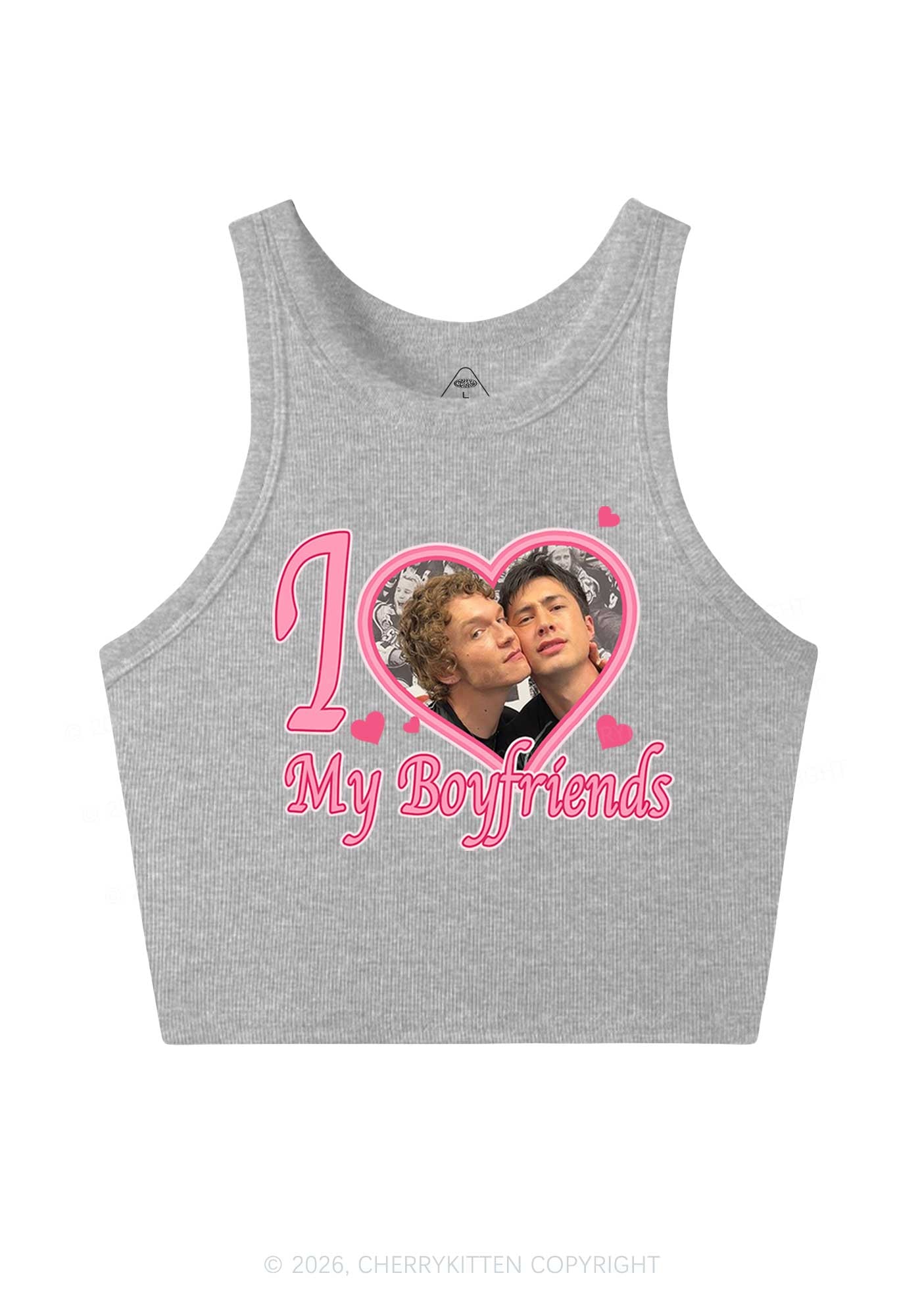 I Love My Boyfriends HR Y2K Crop Tank Top Cherrykitten