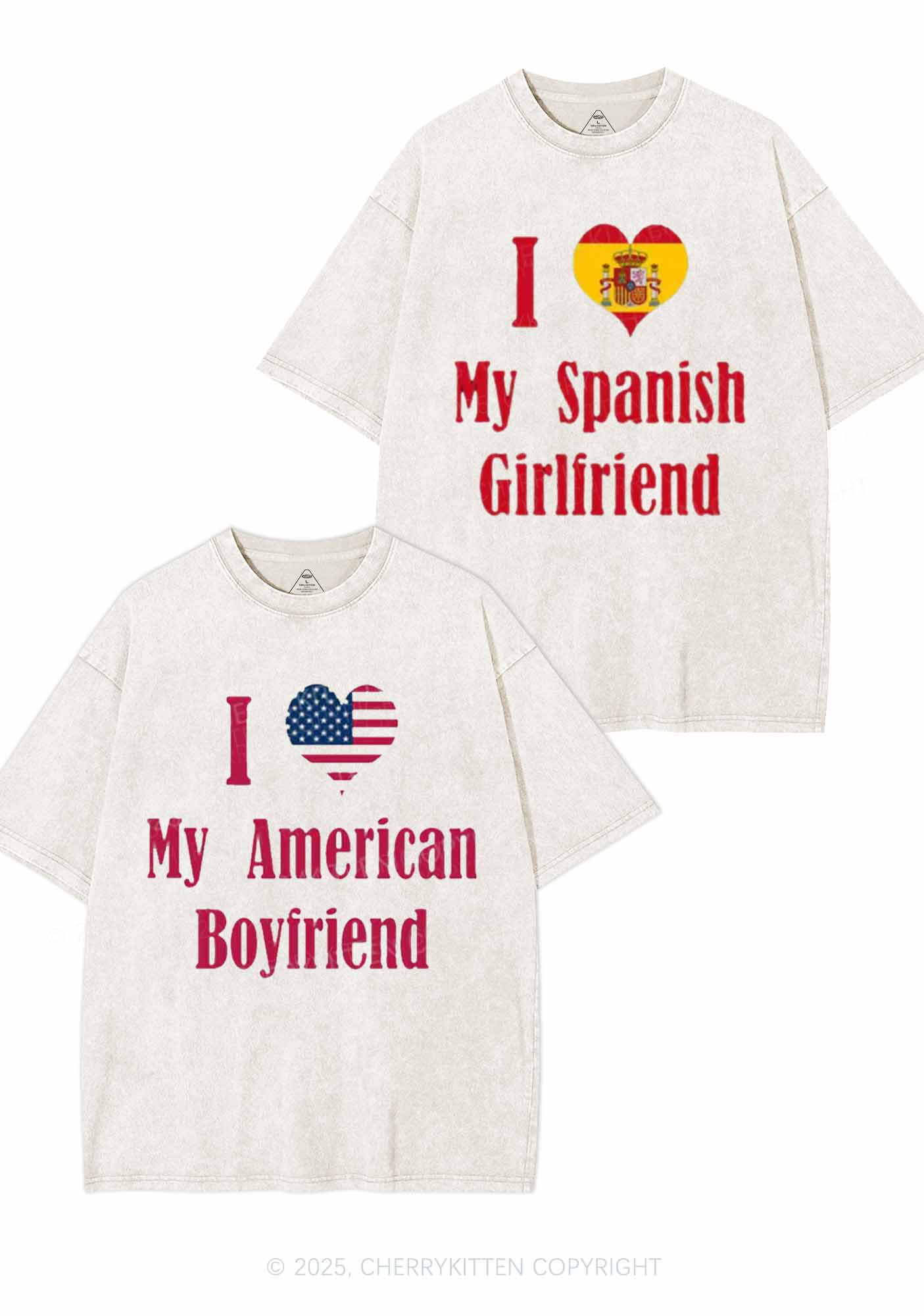 Custom Country Y2K Valentine's Day Washed Tee Cherrykitten