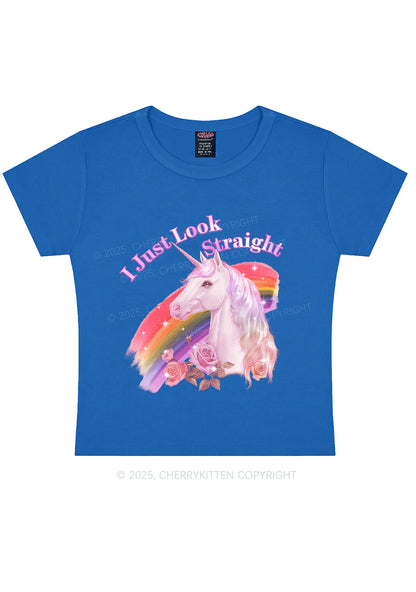 Look Straight Unicorn Pride Y2K Baby Tee Cherrykitten