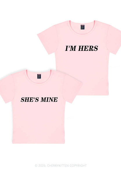Shes Mine Im Hers Y2K Valentine's Day Baby Tee Cherrykitten