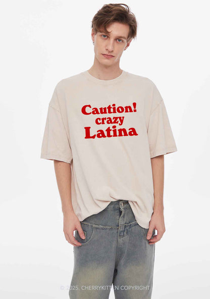 Caution Crazy Latina Y2K Shirts Washed Tee Cherrykitten