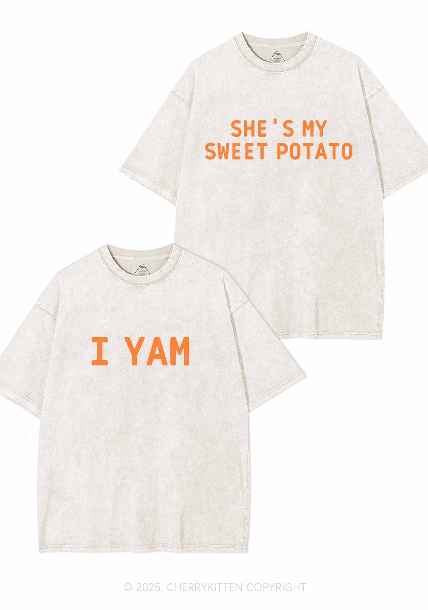 Shes My Sweet Potato Y2K Valentine's Day Washed Tee Cherrykitten